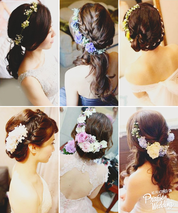 Fresh and sweet ways to incorporate flowers in your bridal hairdo!