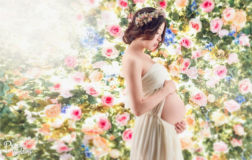 Let love bloom! Beautiful garden-inspired maternity photo!