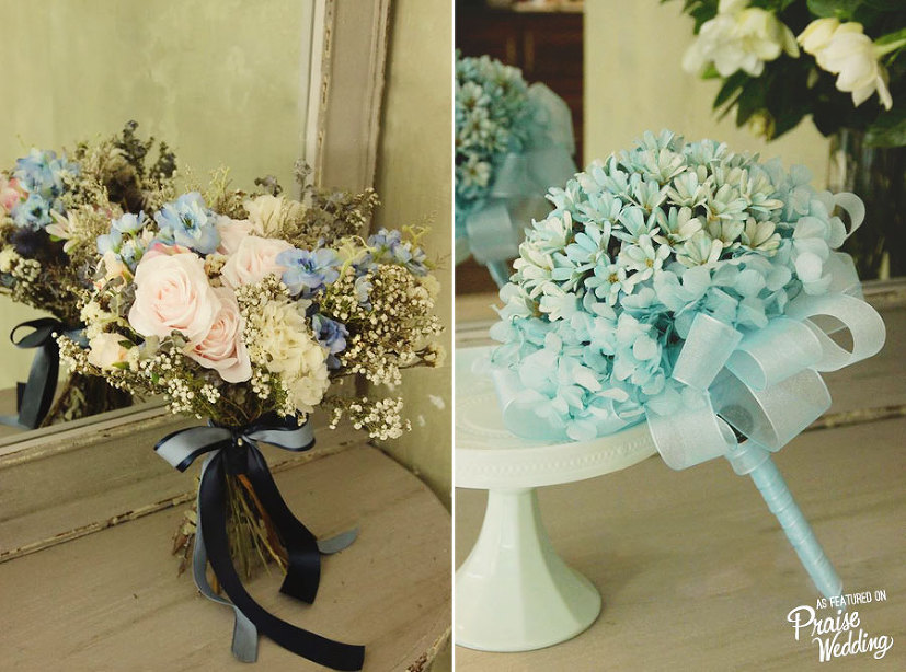 In love with these heavenly bouquets featuring something blue!