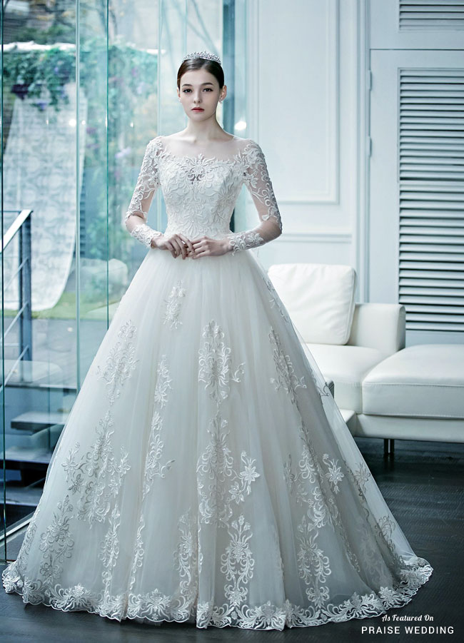 Amazed by this classic wedding dress from Lydia Bride featuring fine hand-embroidered detailing!