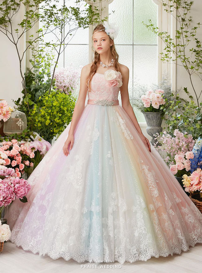 pastel rainbow bridesmaid dresses