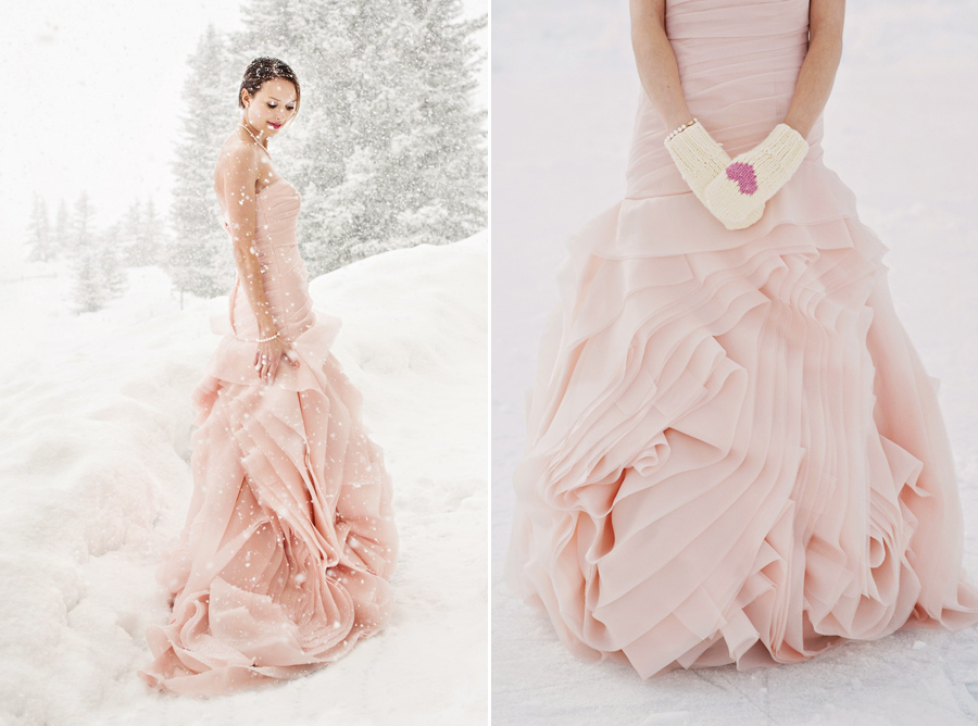 Snow + Pink Ruffles = Utterly Romantic