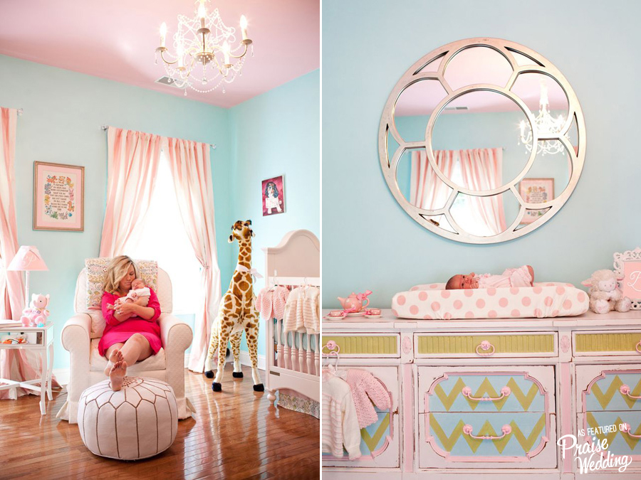Sweet baby girl pink x blue nursery room