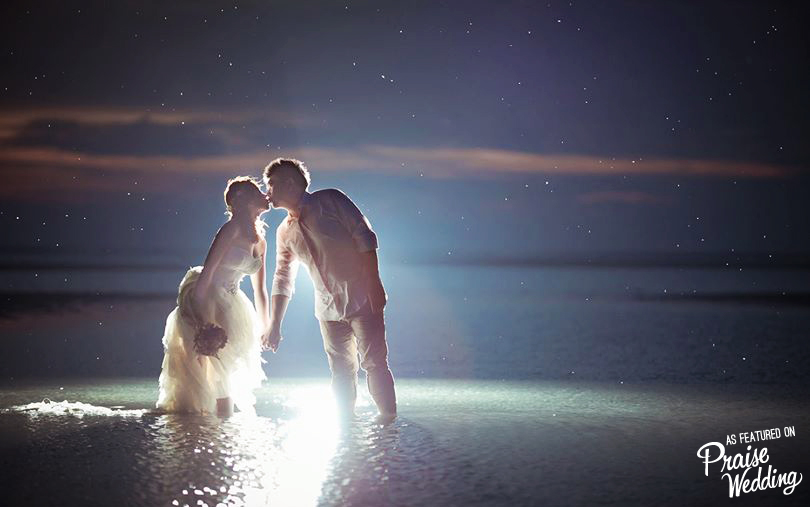 Magical night beach engagement session