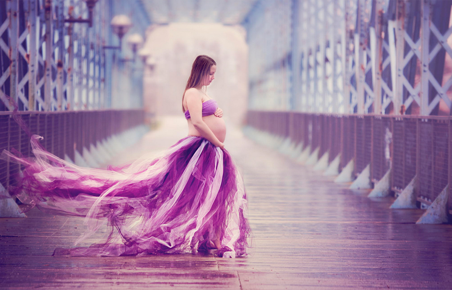 Romantic purple maternity tutu and mom-to-be portrait