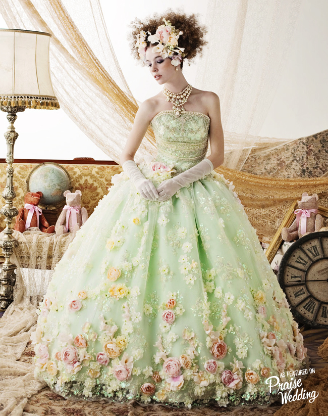 Stella de Libero mint floral royal princess gown
