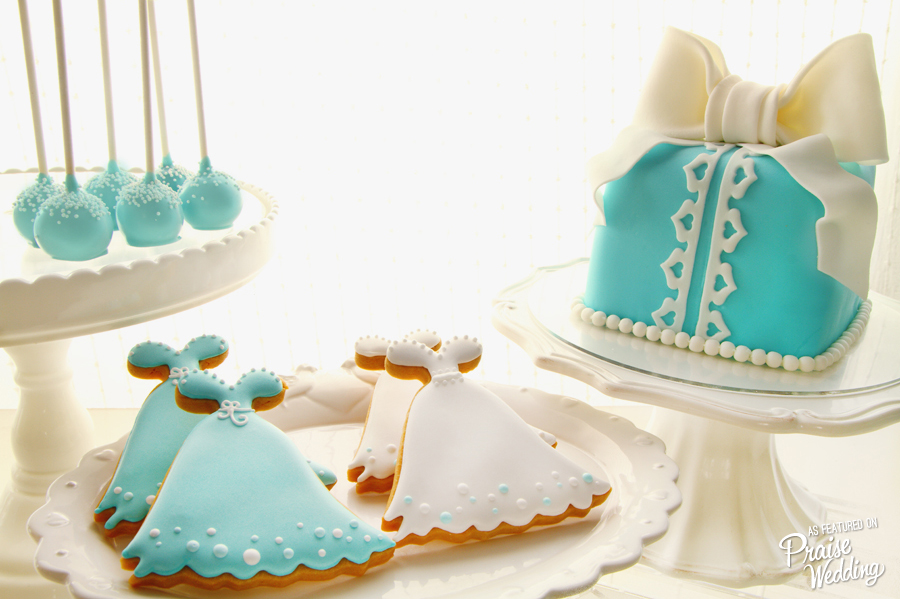 Adorable Tiffany Blue wedding desserts *cake, cookes, cakepop*