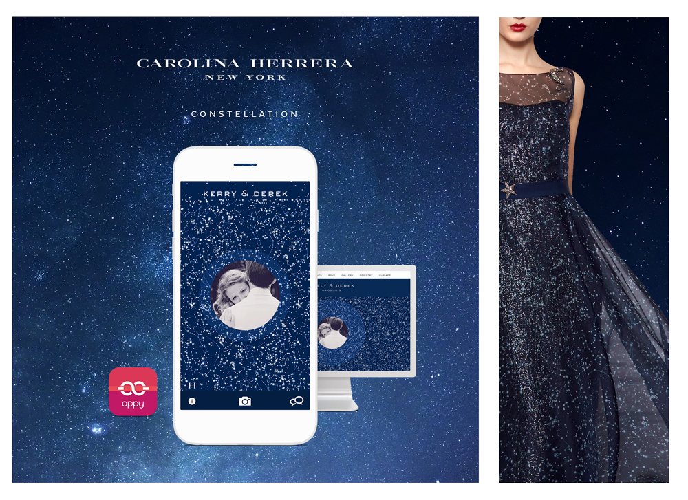 Carolina Herrera wedding APP and Website theme by Appy Couple for Fashion-forward brides!
