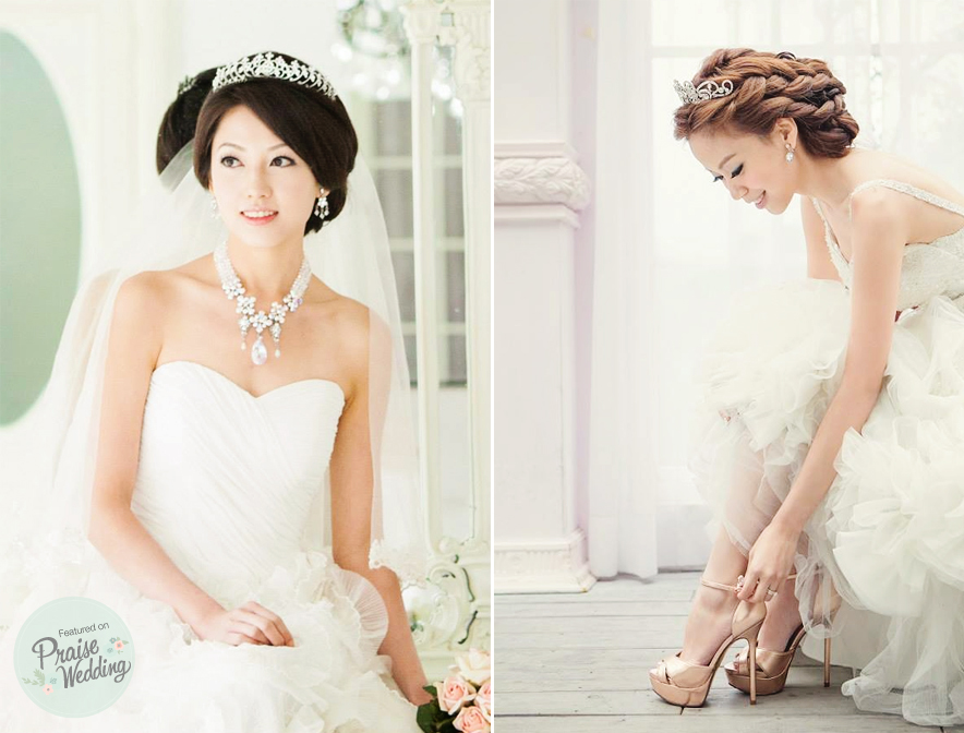 Elegant princess tiara bridal looks!