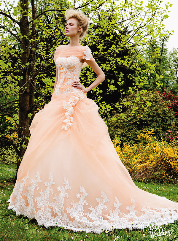 Jillian Sposa Peach x Lace Princess Ball Gown