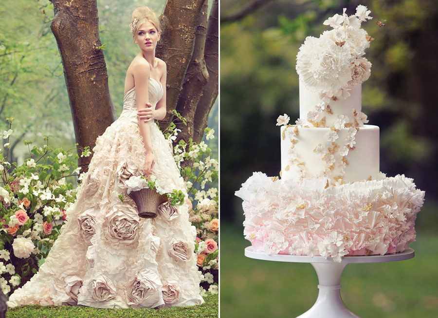 Like dress, like cake - Floral inspired matching dress and wedding cake!