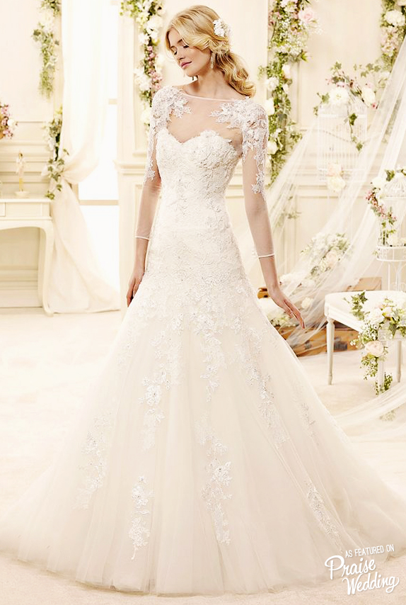 Colet 2015 sweet lacey gown with illusion sleeves