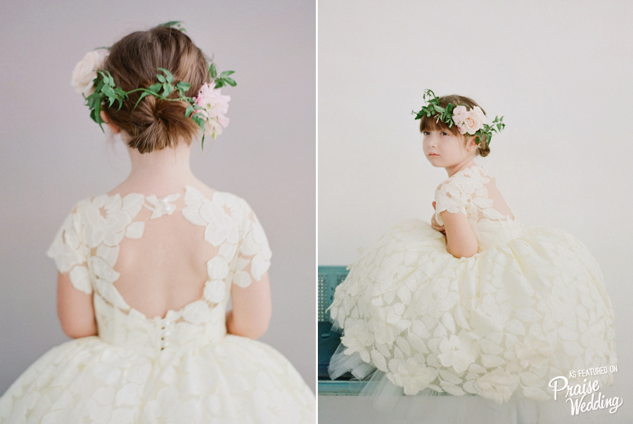 The Annabelle flower girl dress with handcut lace details