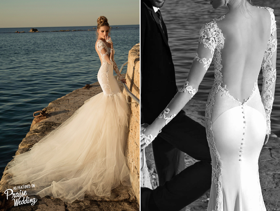 Galia Lahav Tullia gown with dramatic oval lace details and detachable sleeves