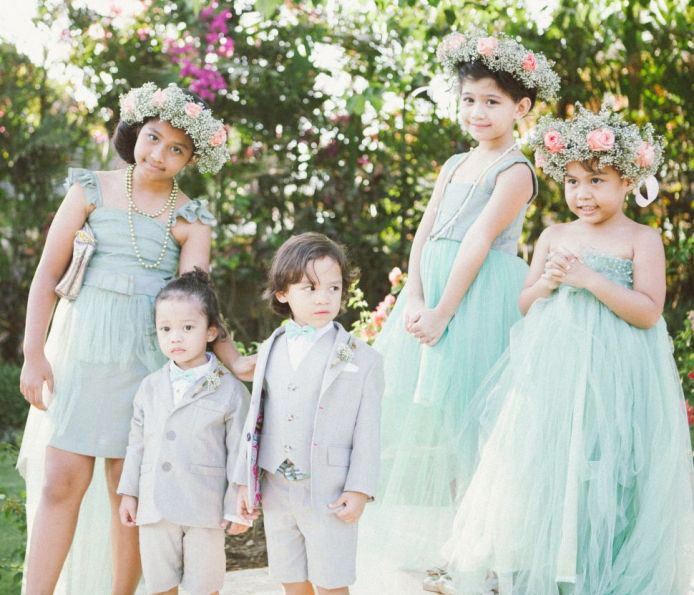 Adorable mint blue flower girl dresses *and perfecctly matching hair crown*