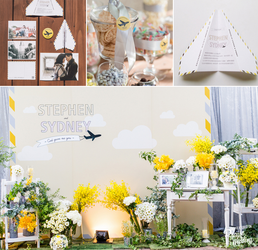 Airplane + yellow themed - creative wedding decoration design!