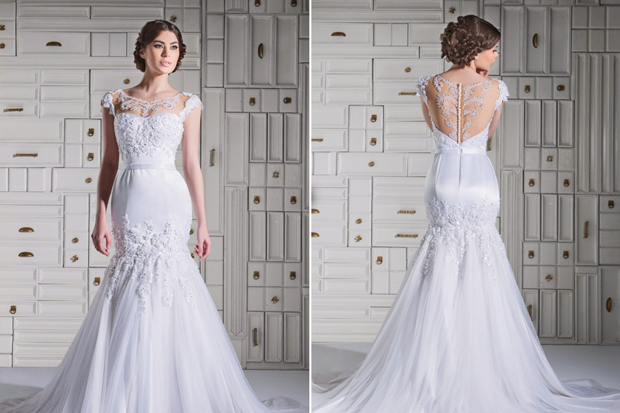 Chrystelle Atallah Bridal Spring 2014 gorgeous illusion neckline gown!