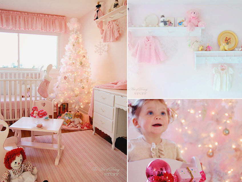 Super sweet pink Christmas nursery room decoration for baby girl
