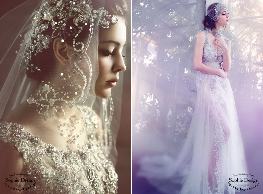 We love the intricate beading on this dress and veil! Absolutely stunning!