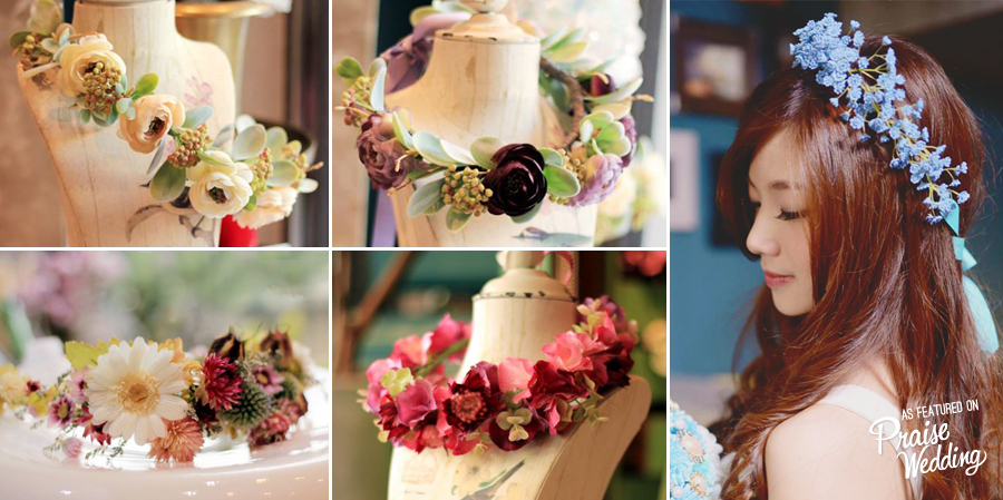 These handmade bridal floral crowns are so chic and stylish! Share your fave!