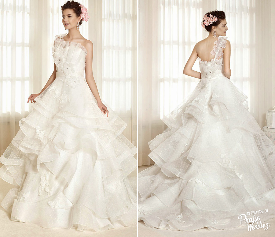Our hearts are fluttering over this romantic, beyond beautiful Maria Cristina (by Delsa) gown!