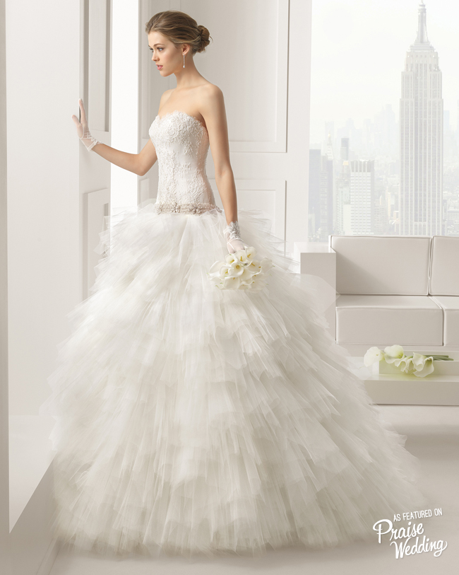 This Rosa Clara layered tulle gown is fairytale princess coming to life!