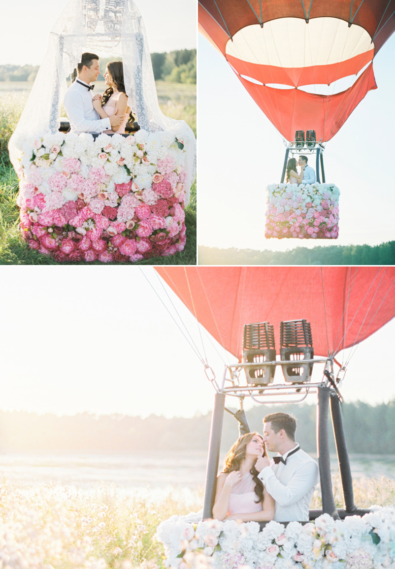 This flower-filled hot air balloon photo idea is seriously romantic like a fairytale-come-true! 