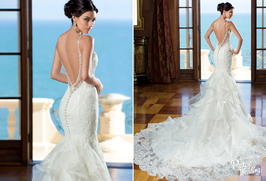This Kitty Chen 2015 fitted wedding gown is so chic with a touch of glam!