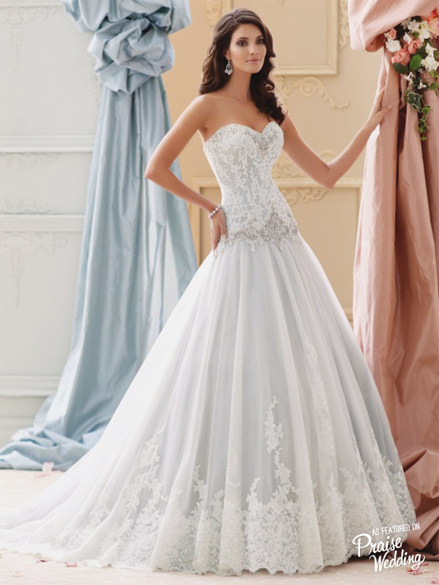 This David Tutera gown in sea mist color is so chic and princessy!