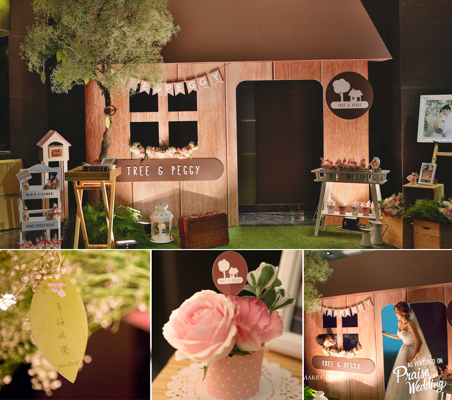 How adorable is this "Tree House" photo station for your reception?