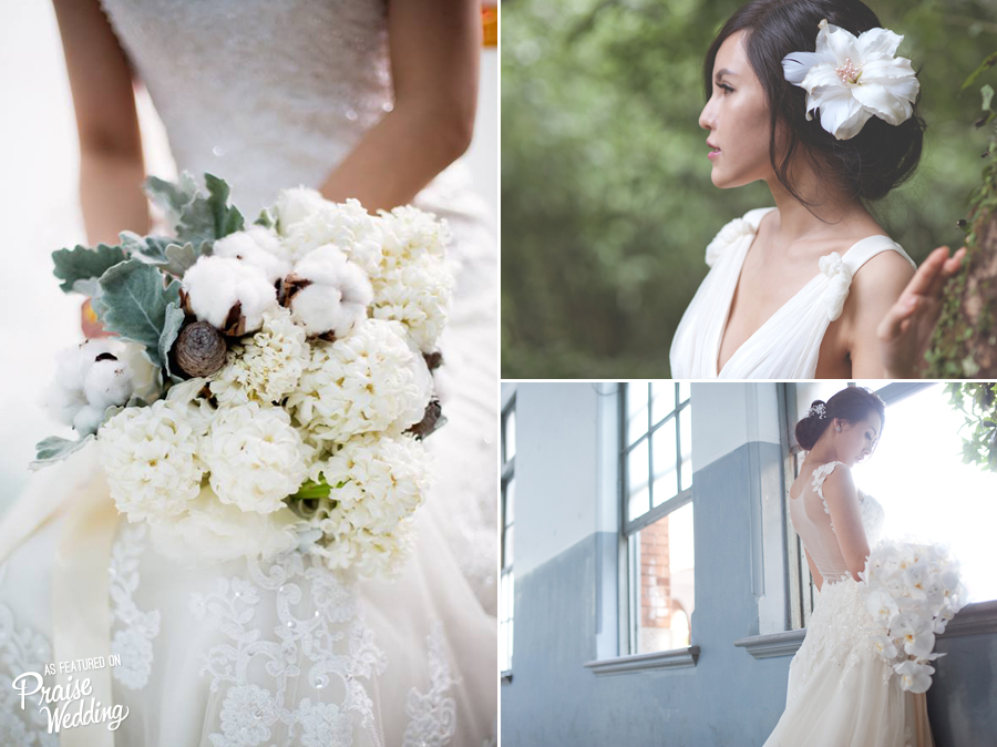 These wintry white floral designs are so pure and elegant!