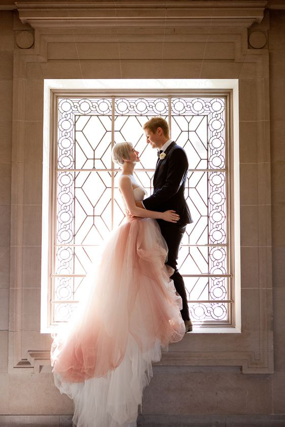Gushing over this classic Blush x White Vera Wang gown!