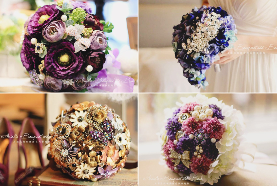 These handmade purple brooch bouquets are so unique and chic! Pick your favorite!