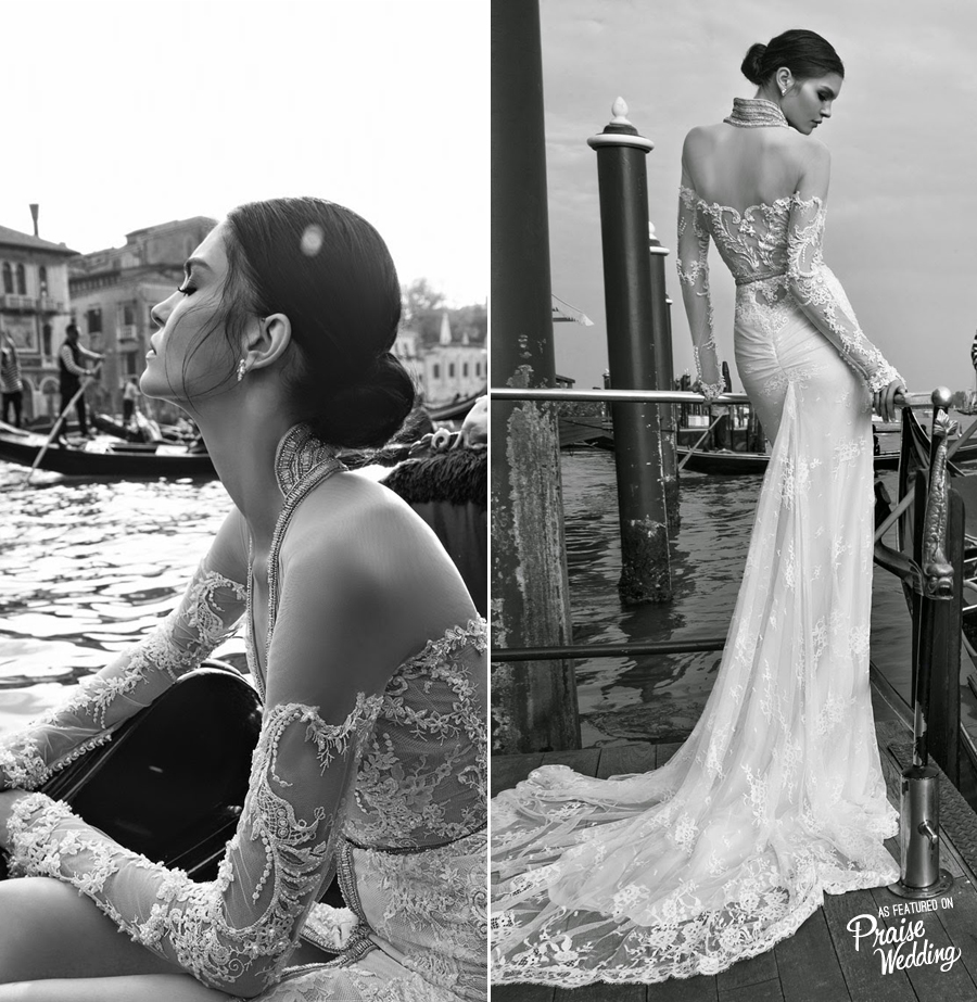 Chic lace details in an off-shoulder design! This Inbal Dror 2015 gown stole our hearts at first sight!