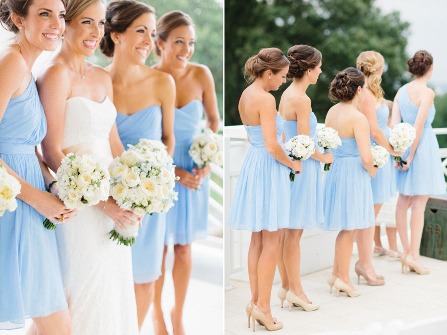 Loving these simple, fresh, and romantic powder blue bridesmaid dresses!
