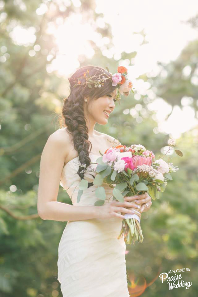 This natural, rustic-meets-elegance-meets garden vibe bridal portrait is taking our breath away