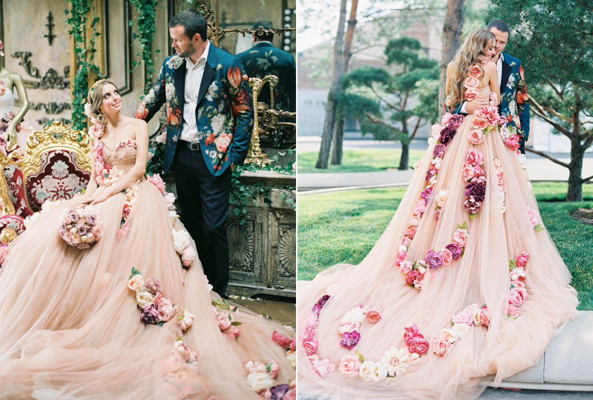 This custom floral gown is too pretty to be true! 
