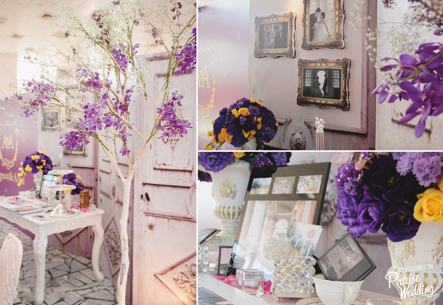 This purple European vintage-inspired indoor reception theme is so elegant and romantic!