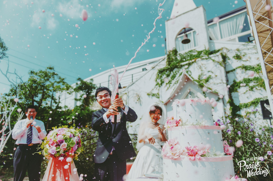 This photo illustrates what weddings are all about - a joyful celebration of love!  