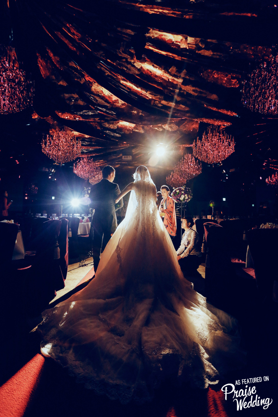 The Bride making her entrance at a beautiful night reception