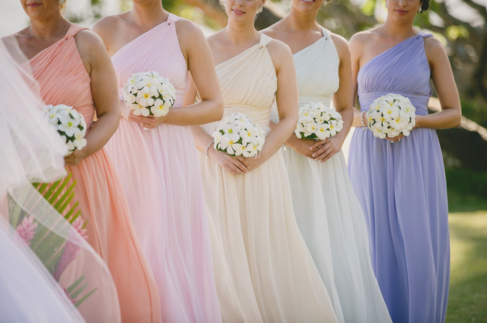 Obsessed with this pastel color combination of bridesmaid dresses!
