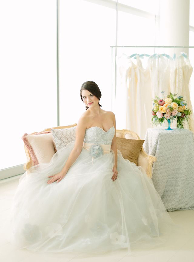 Lovely bridal ball gown with a touch of baby blue!