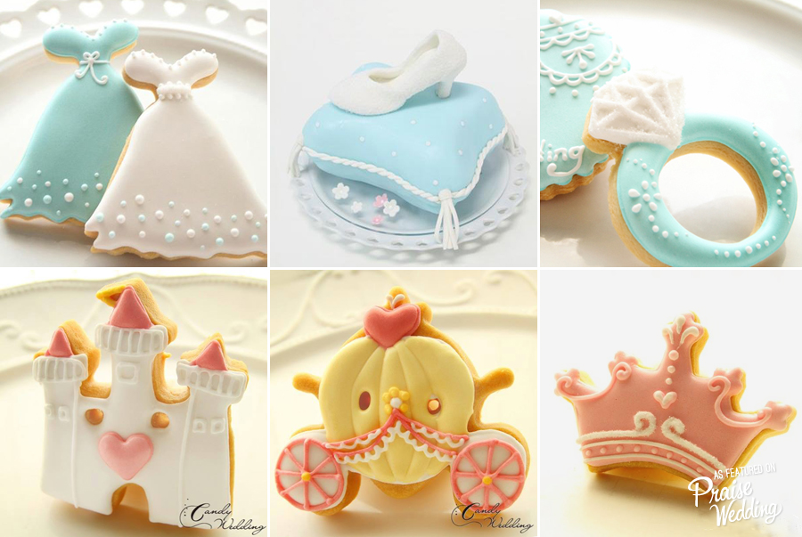 We sure know these creative wedding cookies are perfect for a Cindrella wedding!