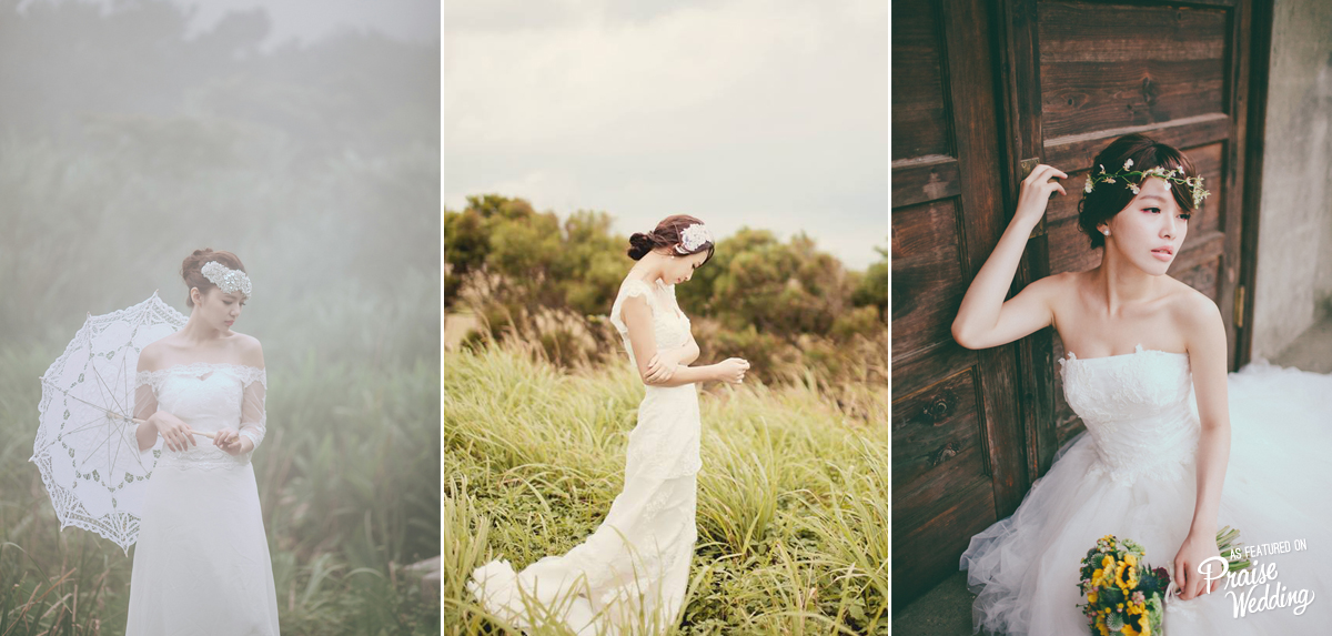 These rustic-meets-vintage bridal portraits are bringing us a mashup of natural beauty!