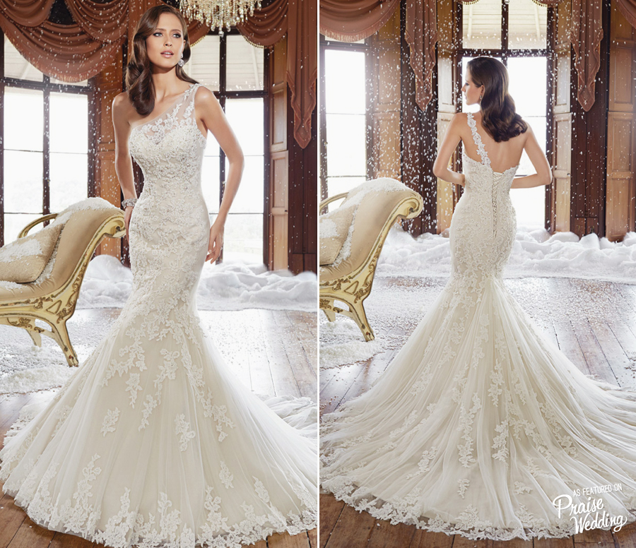 Wow! This elegant Sophia Tolli Fall 2015 wedding dress is taking us to winter wonderland!