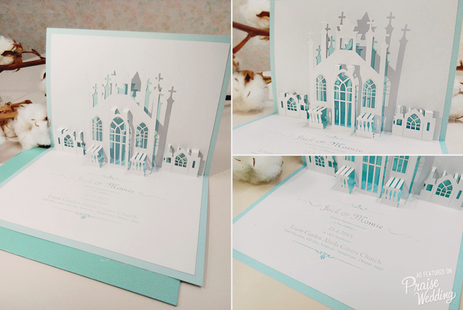 Love pops! Loving this handmade 3D chapel invitation card idea! 