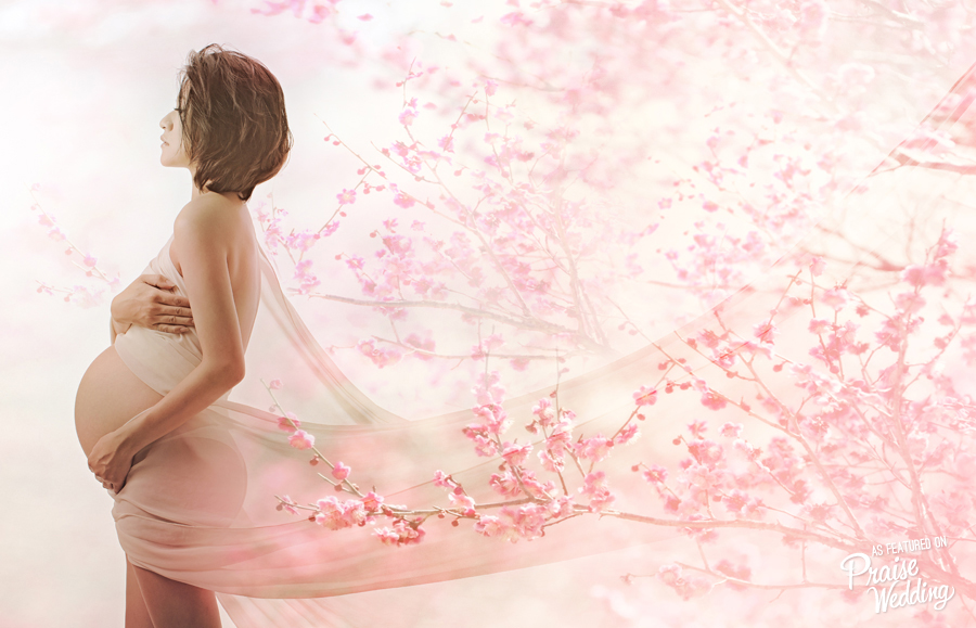 This cherry blossom maternity session illustrates true beauty in and out