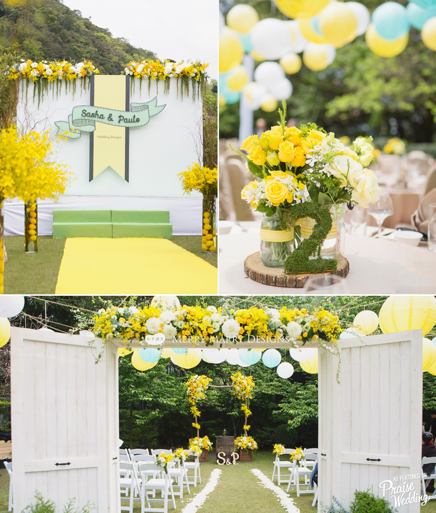 This rustic yellow wedding theme is taking us right into summer!