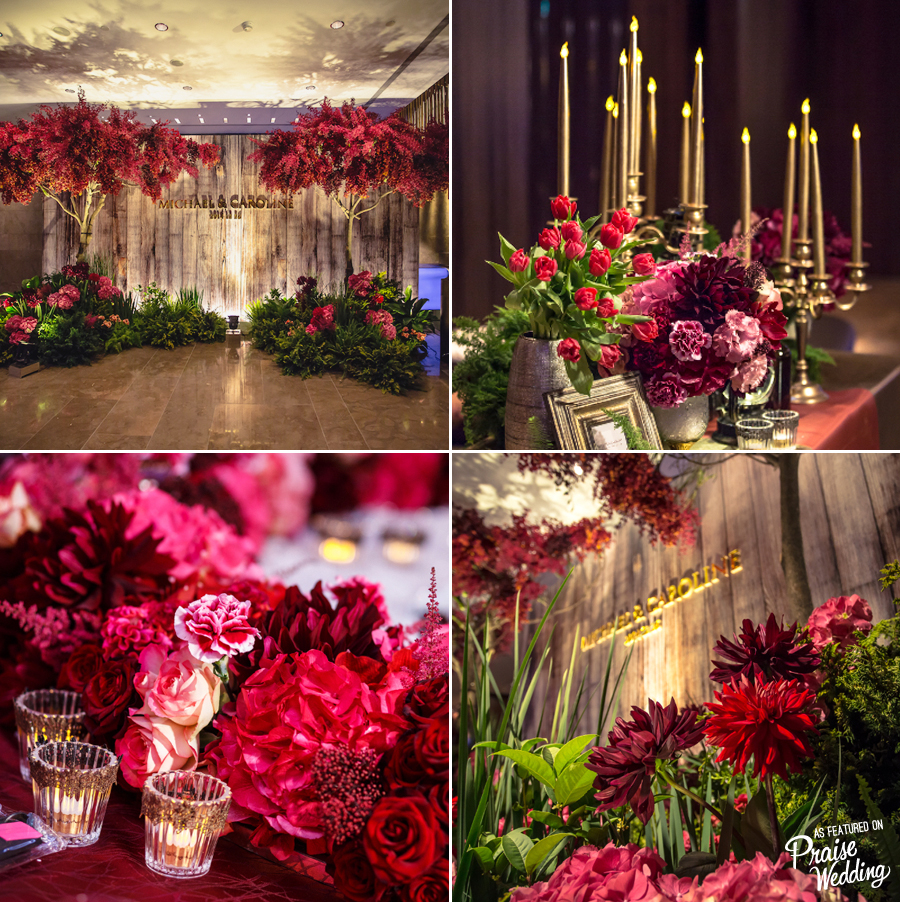 This poppy red garden-inspired wedding theme is so rich and glam!
