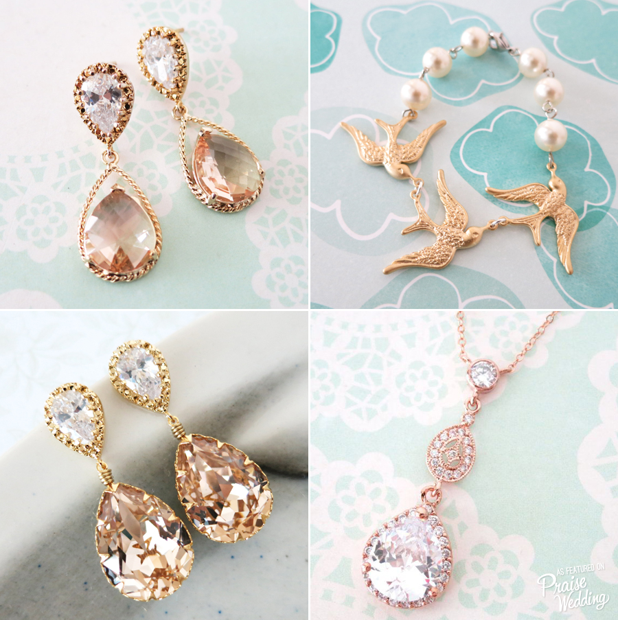 Add a touch of gold by wearing one of these chic bridal accessories on your special day